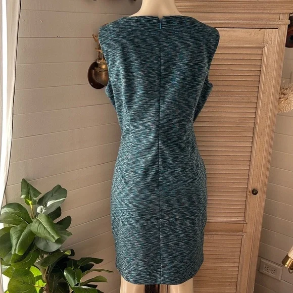 Calvin Klein Textured Teal Sleeveless Midi Dress size 14 - Picture 5 of 9